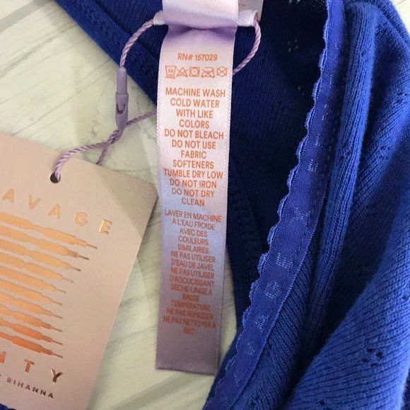 SAVAGE X FENTY Blue Long Sleeve Scoop Back Cropped Sleepwear Top NWT Size 2X - Picture 10 of 11